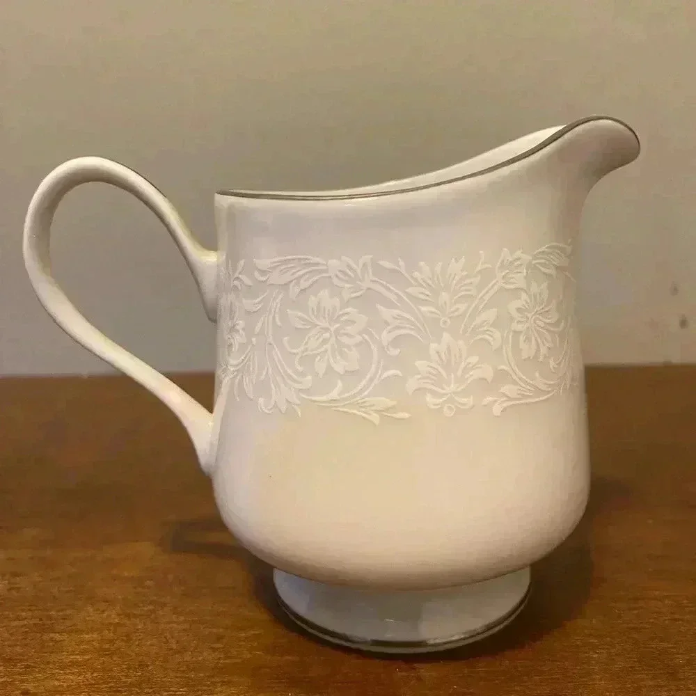Sugar & Creamer Set White Silver‎ Gracie Fine China Concerto MCM Made in Japan